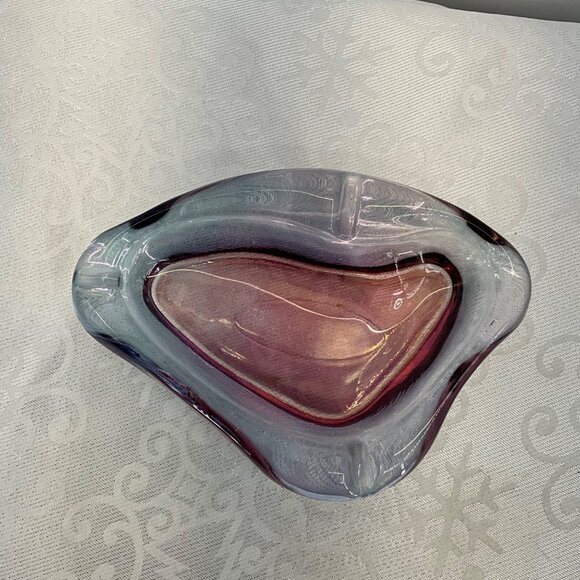 Murano Style Art Glass Freeform Ashtray - Picture 2 of 6